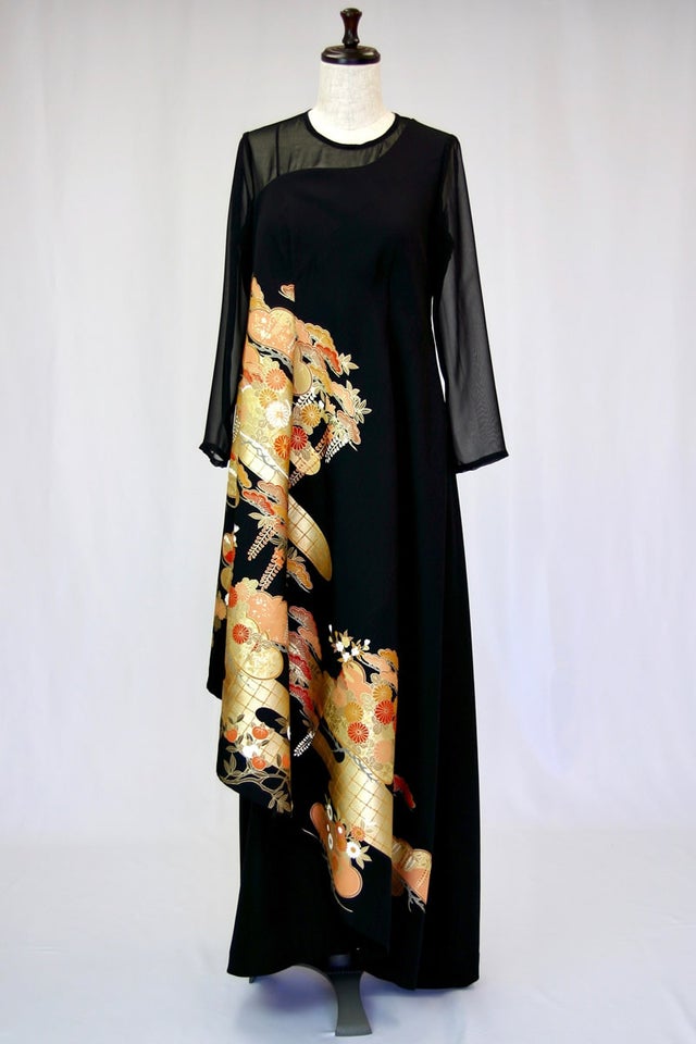 KIMONO文珠庵の留袖地を使用した留袖ドレス 結婚式のお母様、ご親族