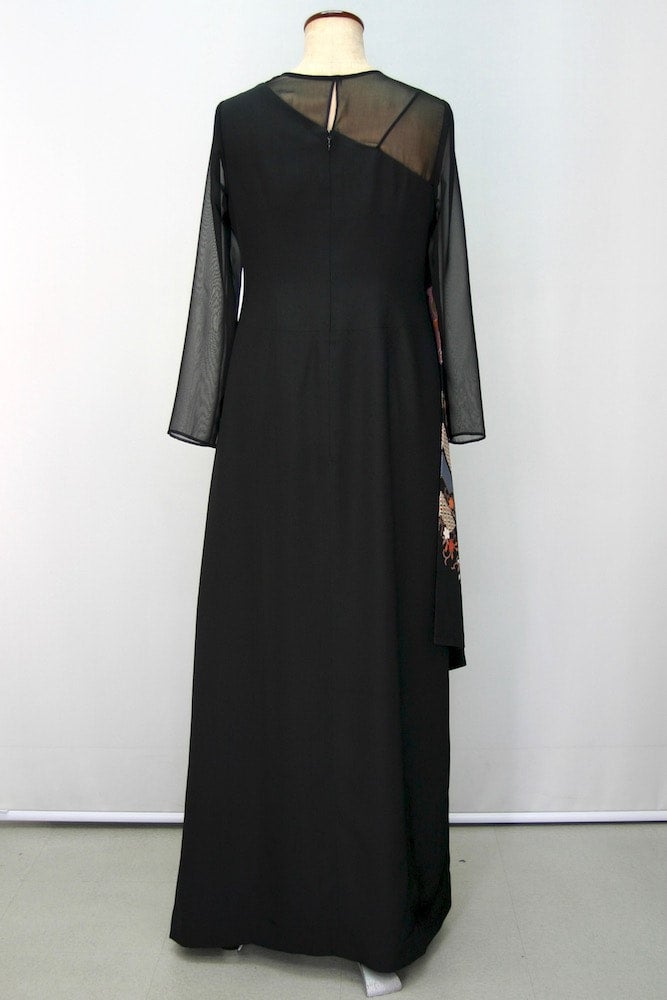一点物 着物リメイク ワンショルダードレス kimono dress 黒留
