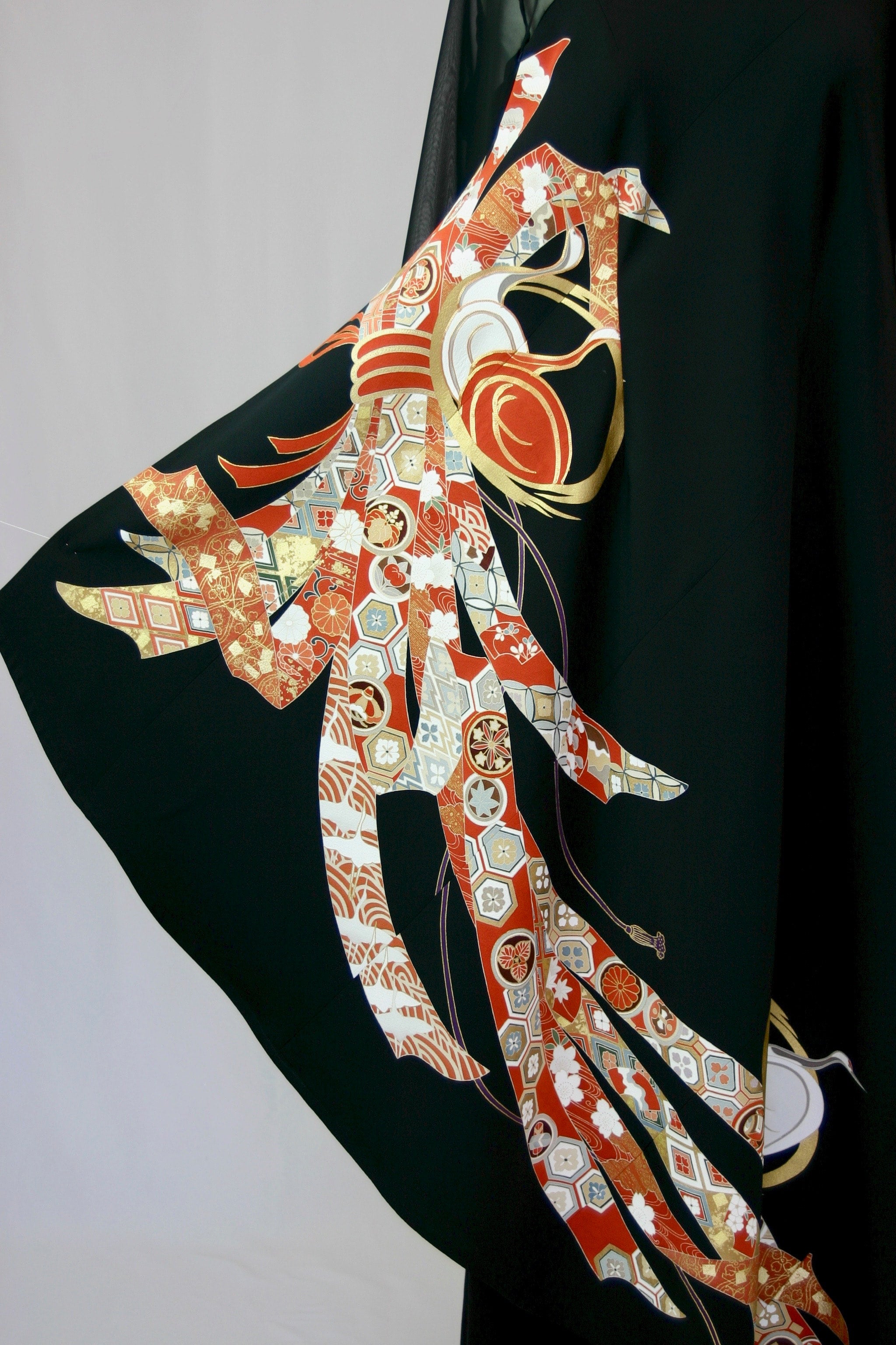 結婚式に！着物リメイク 正絹 留袖ドレス ロングワンピース 「波に  